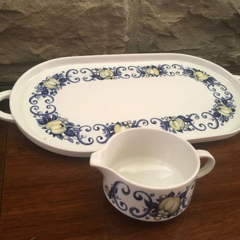 Villeroy & Boch Cadiz Oval Serving Platter Tray w/ Handles & Matching Pourer Cup